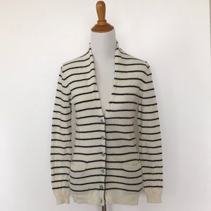 Banana Republic Merino Cashmere Blend V-Neck Stripe Cardigan